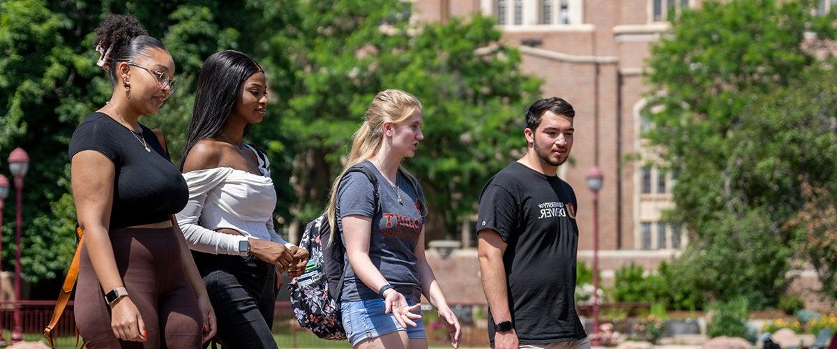 students walking on campus