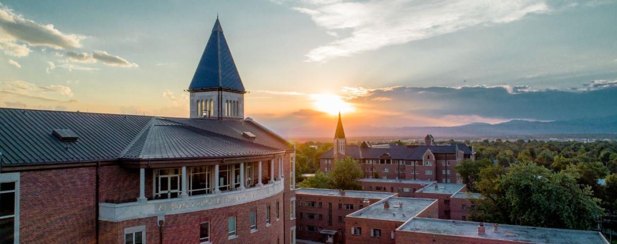 DU research buildings at sunset