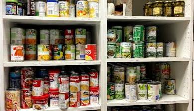 shelves in the food pantry